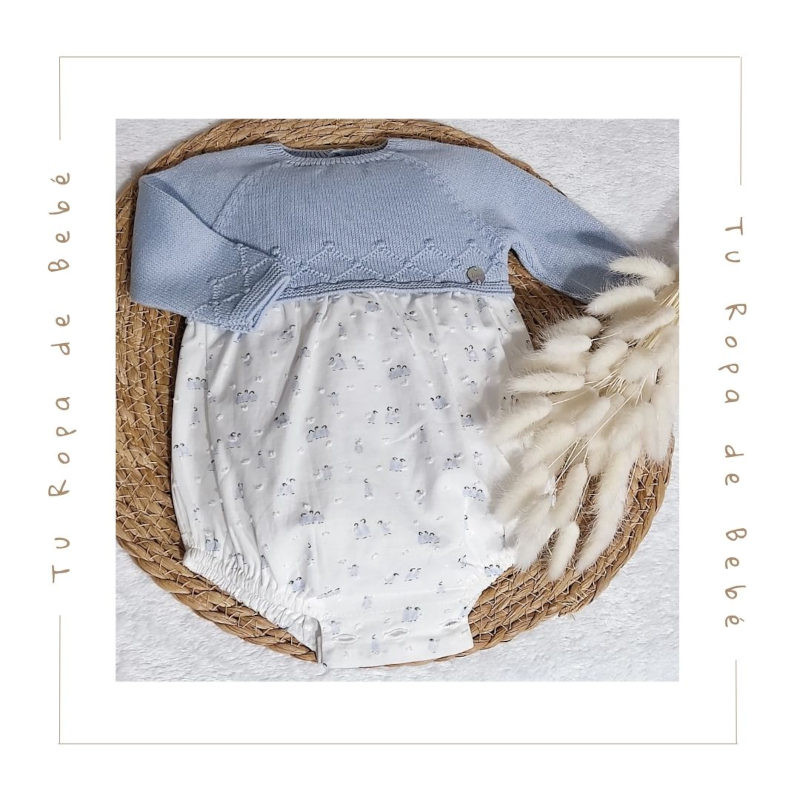 COLECCIÓN INVIERNO. Pelele bebé niño GLACIAR Paz Rodríguez