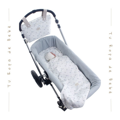 NUEVA COLECCIÓN. Pack bajera capazo interior y muselina bebé PABLO Uzturre