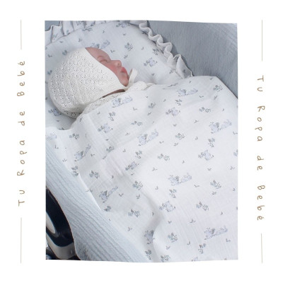 NUEVA COLECCIÓN. Pack bajera capazo interior y muselina bebé PABLO Uzturre