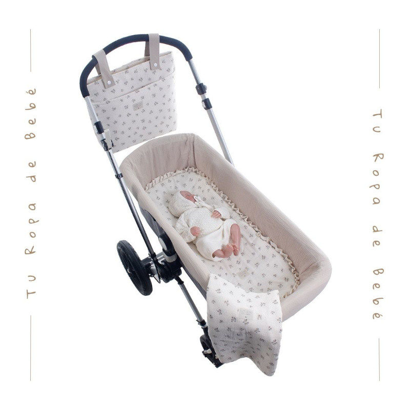 NUEVA COLECCIÓN. Pack bajera capazo interior y muselina bebé GRACIELA Uzturre