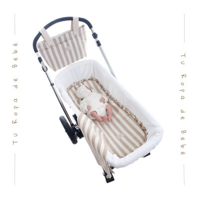 NUEVA COLECCIÓN. Pack bajera capazo interior y muselina bebé RAYA Uzturre