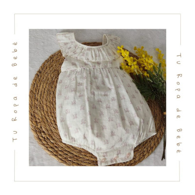 COLECCIÓN VERANO. Pelele bebé niña MECER Paz Rodríguez