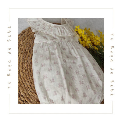 COLECCIÓN VERANO. Pelele bebé niña MECER Paz Rodríguez