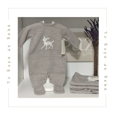 COLECCIÓN INVIERNO. Pelele largo bebé TAUPE Martín Aranda
