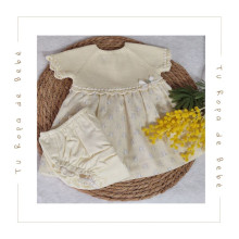 COLECCIÓN VERANO. Vestido con braguita bebé niña CIGÜEÑA Paz Rodríguez