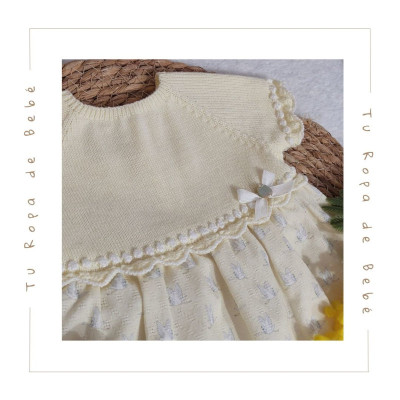 COLECCIÓN VERANO. Vestido con braguita bebé niña CIGÜEÑA Paz Rodríguez