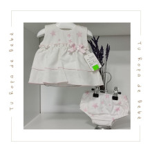 COLECCIÓN VERANO. Vestido con braguita a juego bebé niña ESTRELLAS Artesanía Pipos
