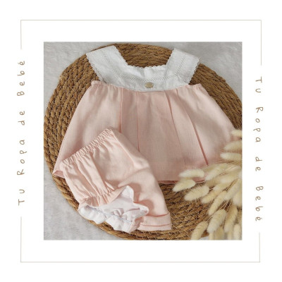 COLECCIÓN VERANO. Vestido con braga bebé niña LIN Martín Aranda