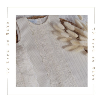 COLECCIÓN VERANO. Vestido con capota bebé niña ceremonia Artesanía Granlei