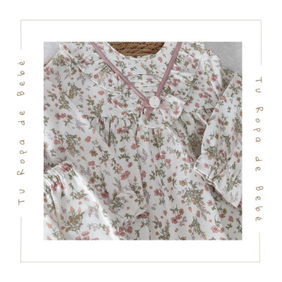 COLECCIÓN INVIERNO. Vestido estampado con braga bebé niña FLEUR Martín Aranda