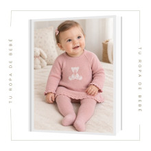 COLECCIÓN INVIERNO. Vestido bebé niña osito Artesanía Granlei