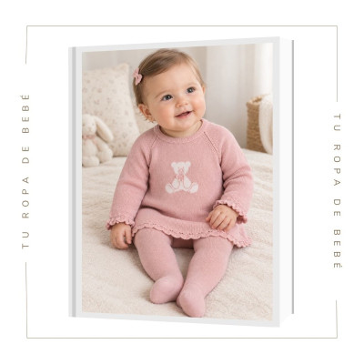 COLECCIÓN INVIERNO. Vestido bebé niña osito Artesanía Granlei