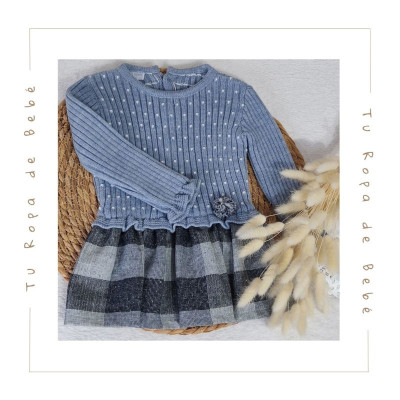 COLECCIÓN INVIERNO. Vestido bebé niña ELEGANT SQUARES Mac Ilusión