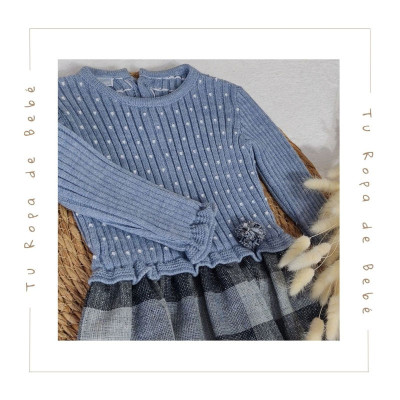 COLECCIÓN INVIERNO. Vestido bebé niña ELEGANT SQUARES Mac Ilusión