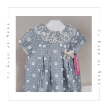 COLECCIÓN INVIERNO. Vestido bebé niña cuello puntilla Kiriki