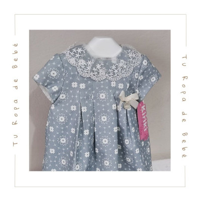 COLECCIÓN INVIERNO. Vestido bebé niña cuello puntilla Kiriki