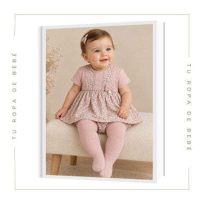 COLECCIÓN INVIERNO. Vestido con braga flores bebé niña Kiriki