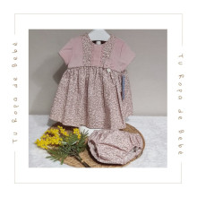 COLECCIÓN INVIERNO. Vestido con braga flores bebé niña Kiriki
