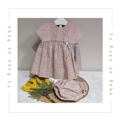 COLECCIÓN INVIERNO. Vestido con braga flores bebé niña Kiriki