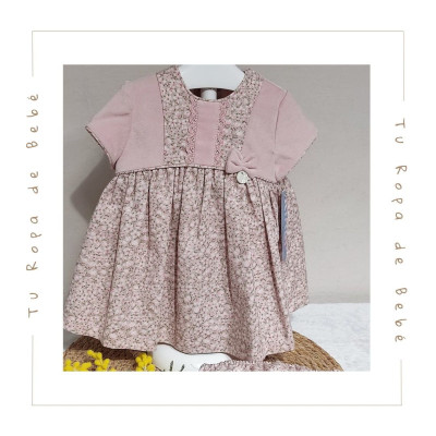 COLECCIÓN INVIERNO. Vestido con braga flores bebé niña Kiriki