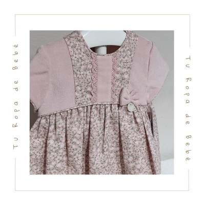 COLECCIÓN INVIERNO. Vestido con braga flores bebé niña Kiriki