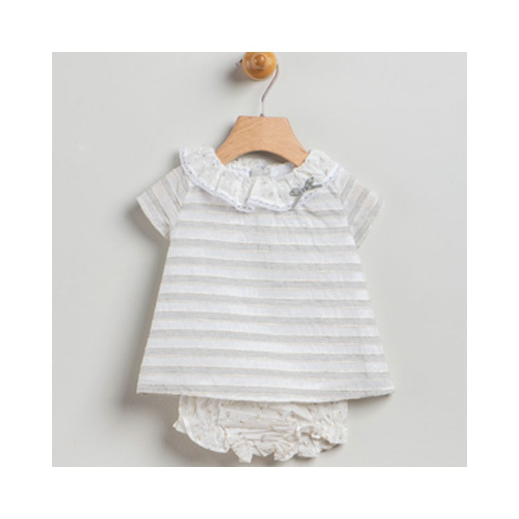 COLECCIÓN VERANO. Vestido bebé rayas gris