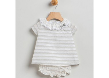 COLECCIÓN VERANO. Vestido bebé rayas gris