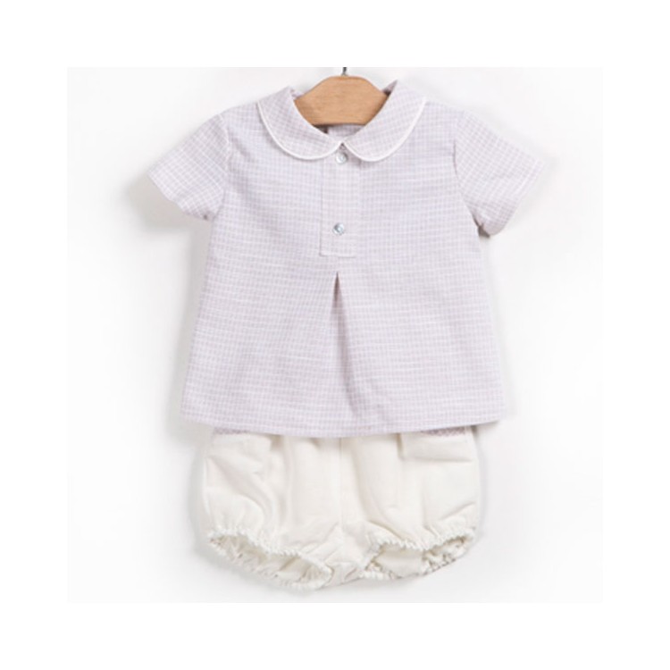 Conjunto bombacho para bebé. Color azulón. Marca Cocco Acqua. Temporada verano.