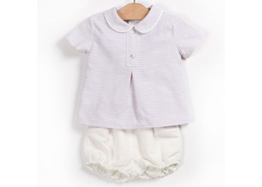 Conjunto bombacho para bebé. Color azulón. Marca Cocco Acqua. Temporada verano.