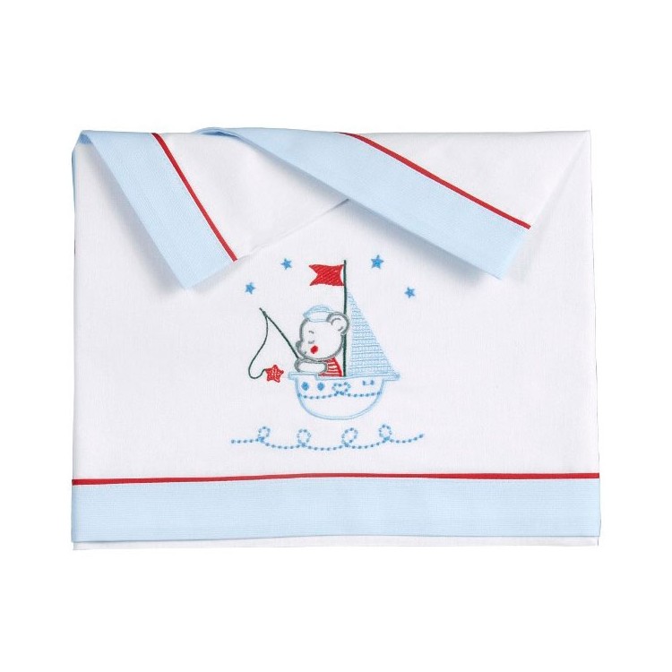 COLECCIÓN ATEMPORAL. Triptico Sabanas Algodón Minicuna Velero