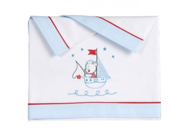 COLECCIÓN ATEMPORAL. Triptico Sabanas Algodón Minicuna Velero