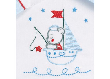 COLECCIÓN ATEMPORAL. Triptico Sabanas Algodón Minicuna Velero