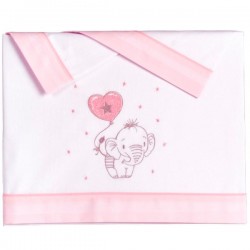 COLECCIÓN ATEMPORAL. Tríptico Sábanas Algodón Cuna Elefantino