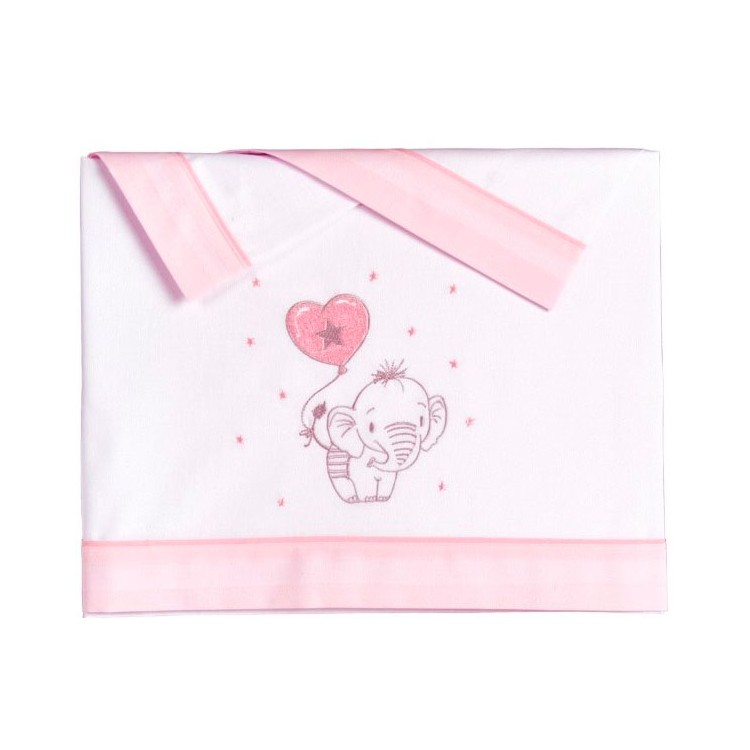 COLECCIÓN ATEMPORAL. Tríptico Sábanas Algodón Minicuna Elefantino