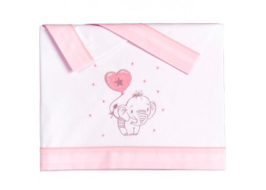 COLECCIÓN ATEMPORAL. Tríptico Sábanas Algodón Minicuna Elefantino