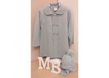 COLECCIÓN INVIERNO. Abrigo bebé con gorrito pompón