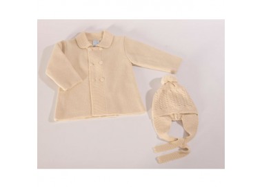 COLECCIÓN INVIERNO. Abrigo bebé con gorrito pompón