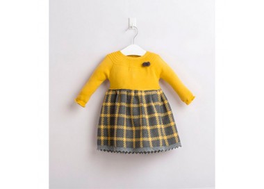 COLECCIÓN INVIERNO. Vestido punto y tela CUADROS