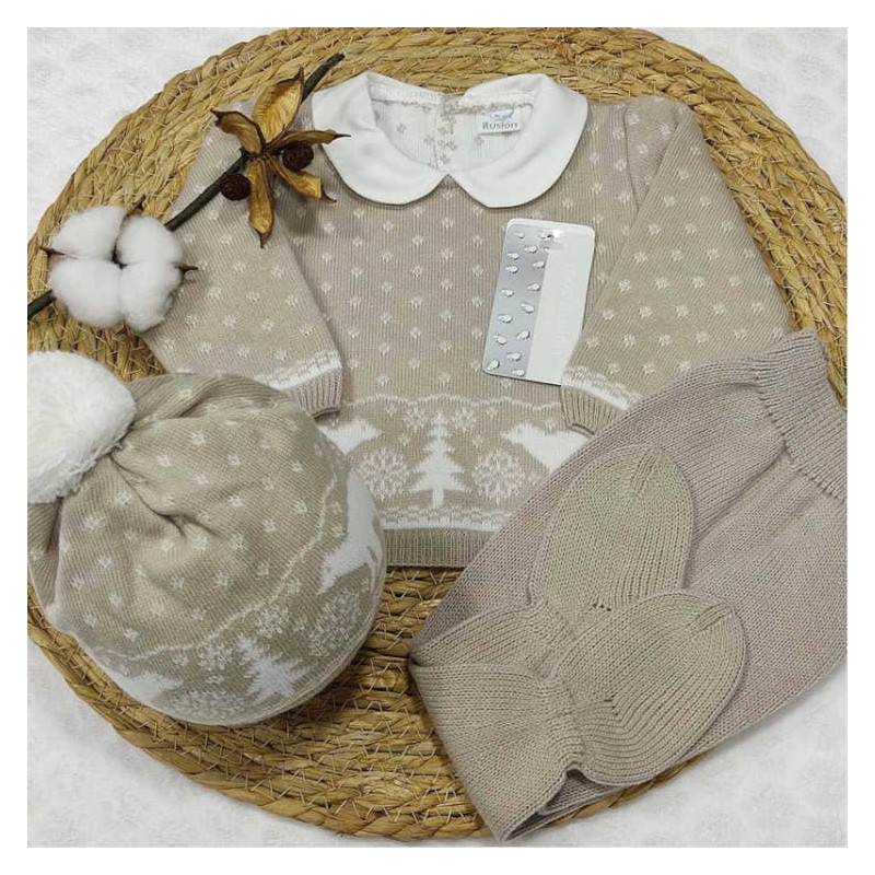Conjunto de polaina para bebé con gorrito a juego en angora y orquídea. Marca Mac Ilusión. Temporada Invierno.