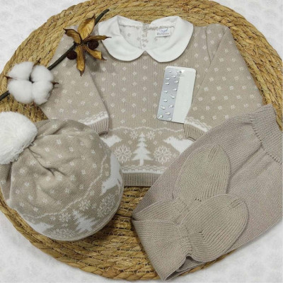 Conjunto de polaina para bebé con gorrito a juego en angora y orquídea. Marca Mac Ilusión. Temporada Invierno.