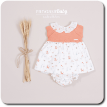 Vestido bebé con braguita a juego. Nueva temporada verano 2023. Colección Tigre. Marca Pangasa Baby.