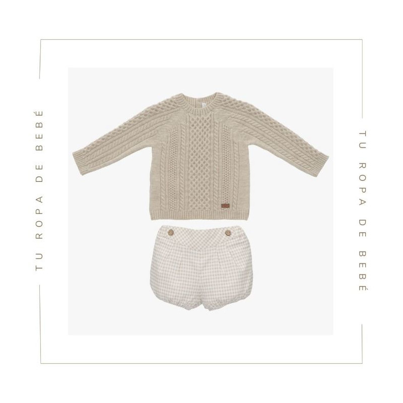 Conjunto bombacho arena. Colección Stone. Marca Martín Aranda. Colección Invierno 2024.