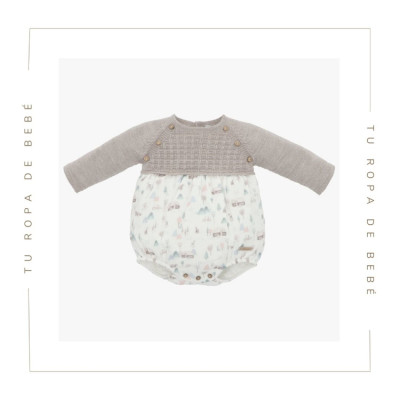 Pelele para bebé en color topo. Colección Taupe. Marca Martín Aranda. Nueva Colección Invierno 2024.