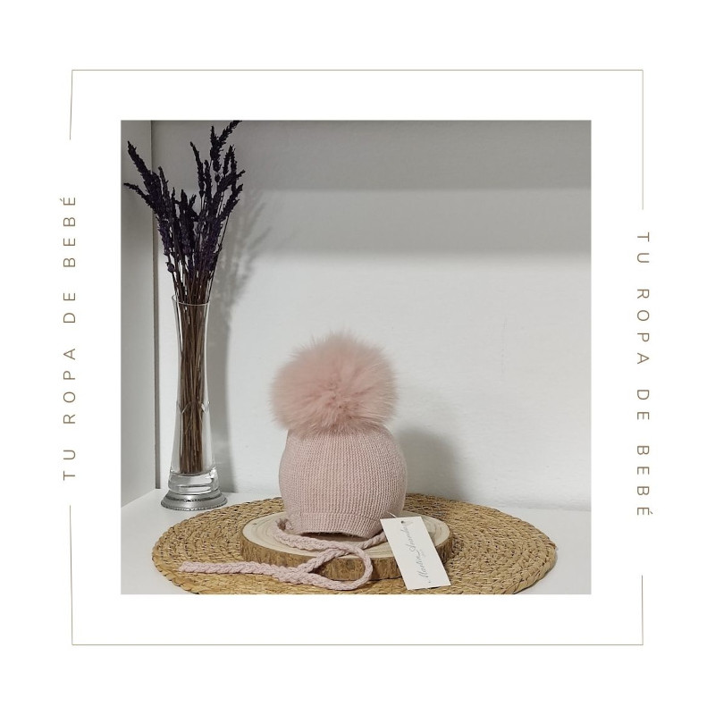 NUEVA COLECCIÓN. Gorro pompón pelo natural bebé Martín Aranda