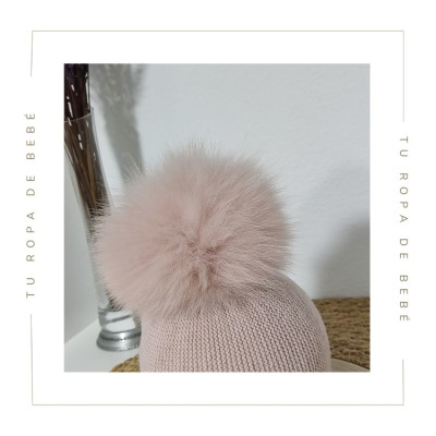 NUEVA COLECCIÓN. Gorro pompón pelo natural bebé Martín Aranda