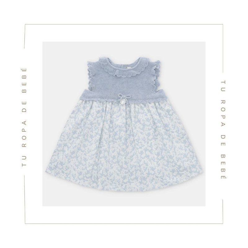Vestido bebé con braga a juego en color azul océano. Colección Nel Blu. Marca Martín Aranda. Temporada Verano 2024.