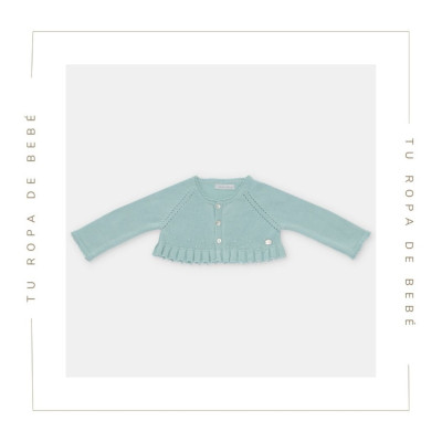 Chaqueta corta de punto para bebé en color verde. Colección Tolouse. Marca Martín Aranda. Temporada Verano 2024.