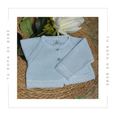 Chaqueta corta de verano para bebé, colores celeste y rosa. Marca Pangasa Baby. Temporada verano.