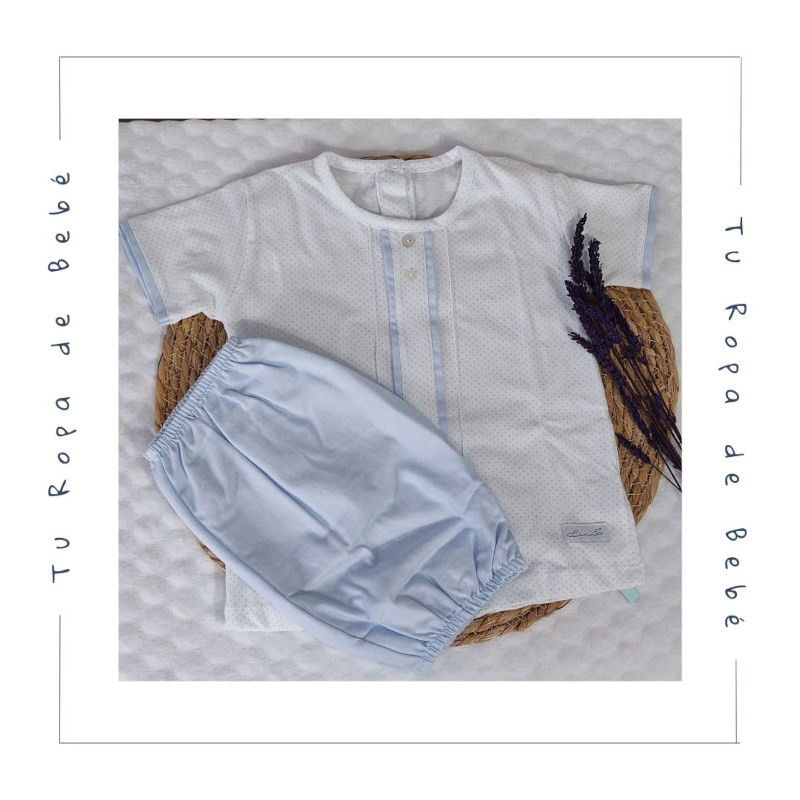 Conjunto de pantalón para niño en color celeste. Marca Linn By Diacar. Temporada Verano.