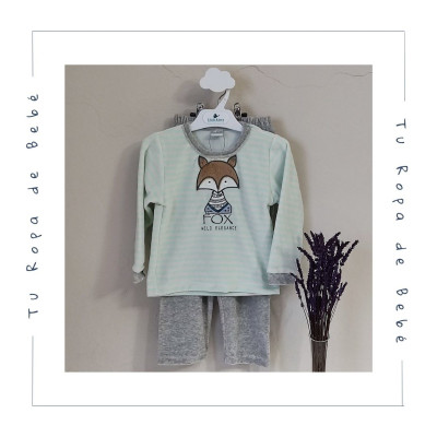 Pijama dos piezas de invierno para niño. Color verde. Marca Linn By Diacar.